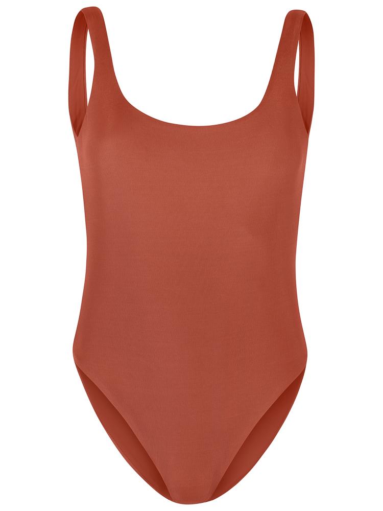 Melia Bathing Suit rib orange.1 front