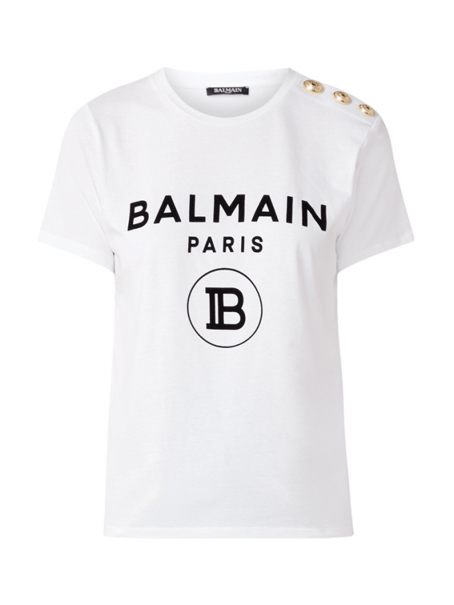 balmain balmain t shirt met logo wit goud.jpg