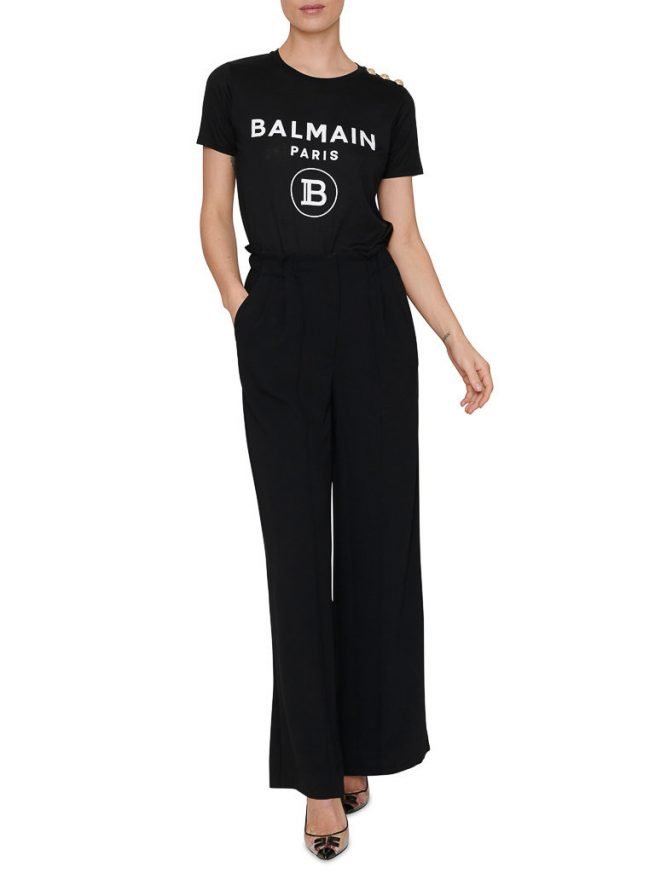 balmain balmain t shirt met logo zwart goud