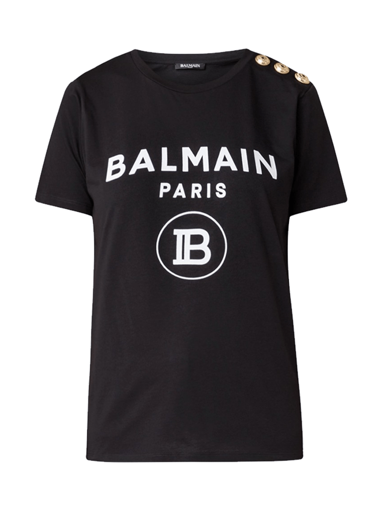 balmain balmain t shirt met logo zwart goud.jpg