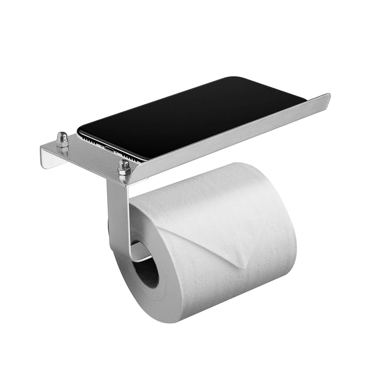 Toiletrolhouder RVS glans met telefoonhouder plankje